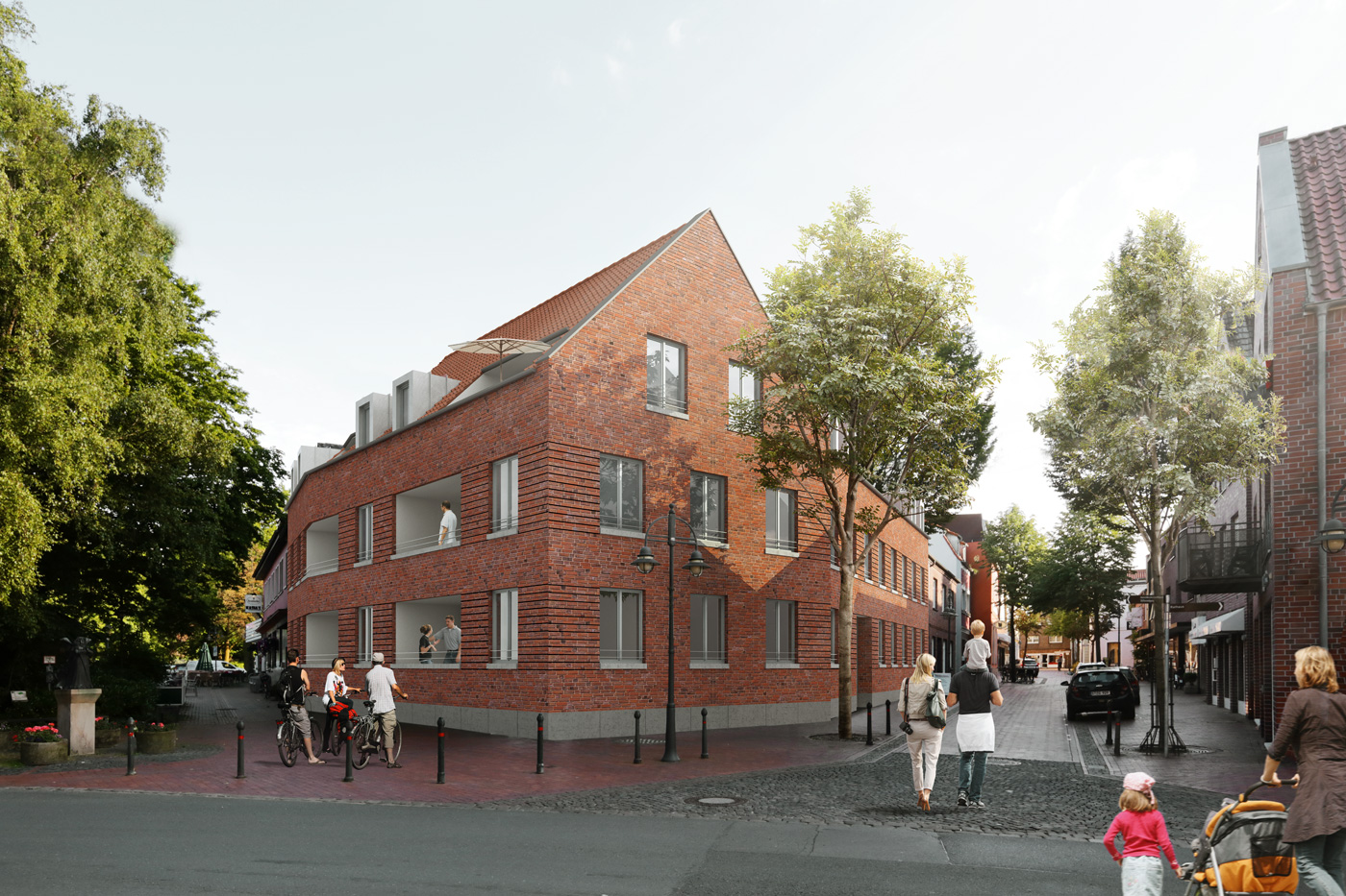 Mehrfamilienhaus in Borghorst: Visualisierung der Giebelseite