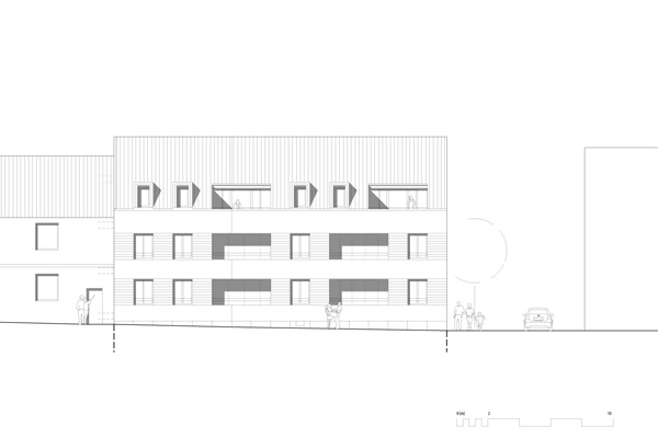 Ansicht Nord-Ost/Nikolaistraße Mehrfamilienhaus Borghorst