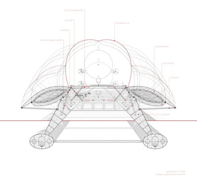 Querschnitt des geöffneten Hangars